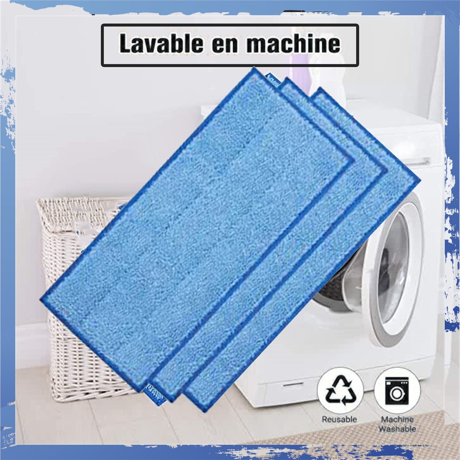 3 lingettes réutilisables pour bois à jet humide Swiffer, lingettes de recharge bleues pour Spray de vadrouille à jet humide pour Parquet Swiffer 3 pièces
