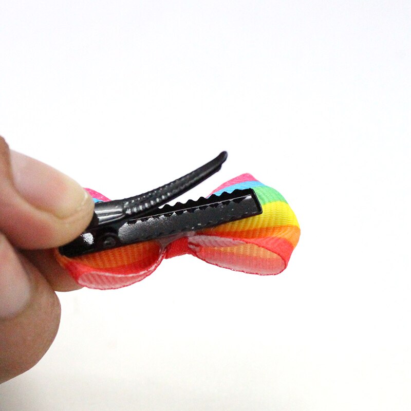 100 pz/lotto Accessori per Capelli Piccola clip di capelli per le ragazze mini 3 centimetri Arco Dolce di Stampa Del bambino Della Ragazza Dei Bambini Forcelle Bambini barrette
