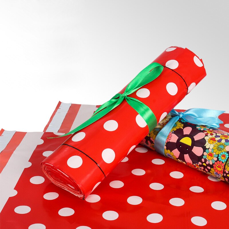 3 Maten Witte Stippen Koerier Envelop Witte Plastic Uitdrukkelijke Zak Zelfklevende Poly Mailers Postal Mailbag 50Pcs