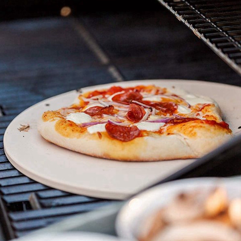 Pizza sten til bagning-cordierite pizza sten tallerken til bbq grill ovn-cook og server pizza brød ost-runde 30.5cm