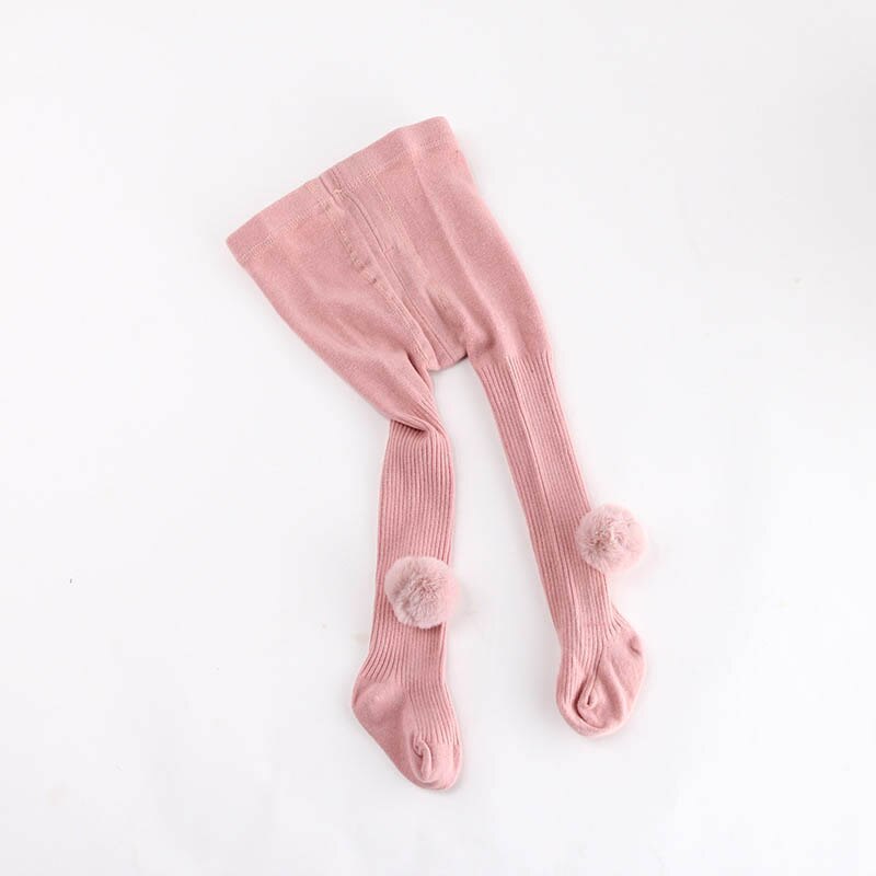 Novo bebê menina collants inverno outono cor sólida grosso algodão macio bonito pompom bebê collants recém-nascidos da criança meninas collants meia-calça: pink / 6-12M