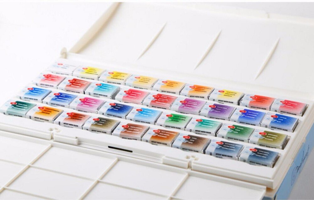 12/24/36 hvide natfarver pigment solid artist akvarel kagemaling sæt akvarel pigment sæt kunst leverer plastkasse