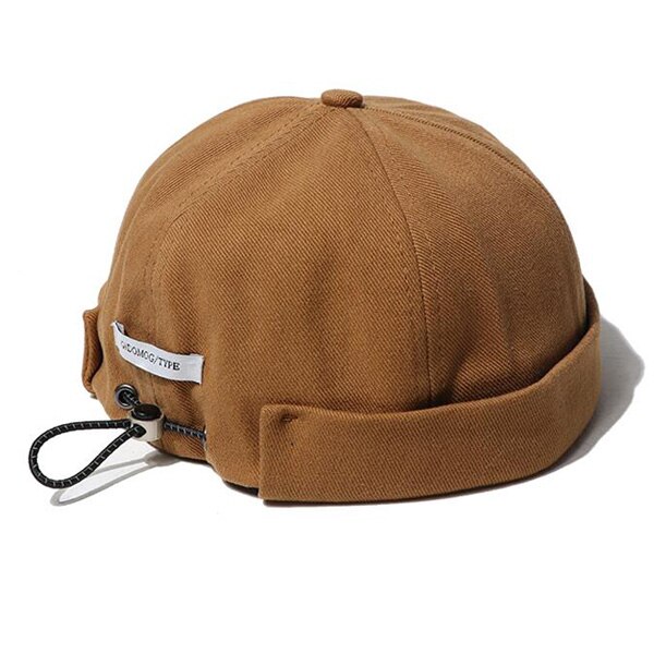 Hip hop cap mænd street casual docker sailor biker hat skullcap loop beanie brimless cap women pumpkin beanie gorra hatte: Khaki