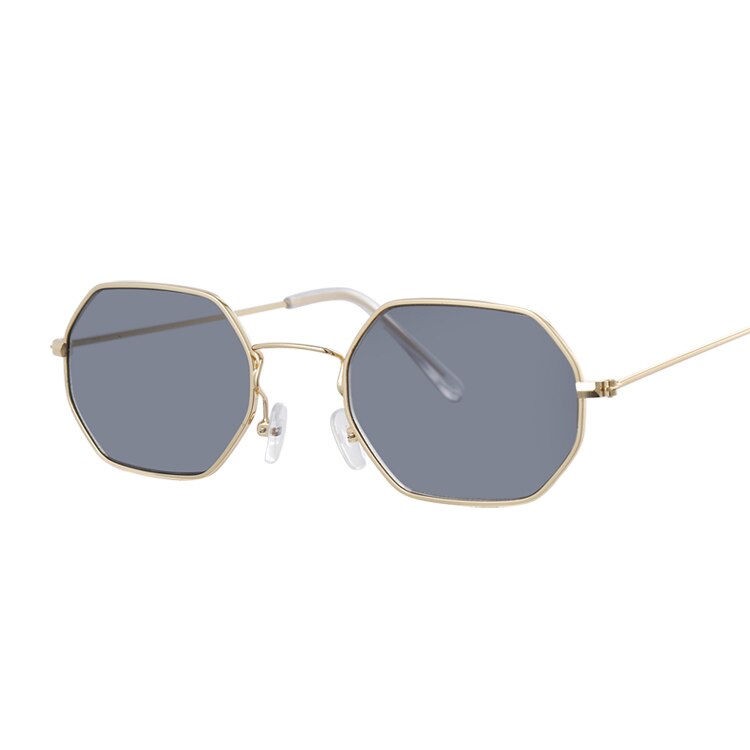 Polygon zonnebrillen dames merk zonnebrillen dames candy kleur legering spiegel street beat winkelen oculos de sol: Goudgrijs