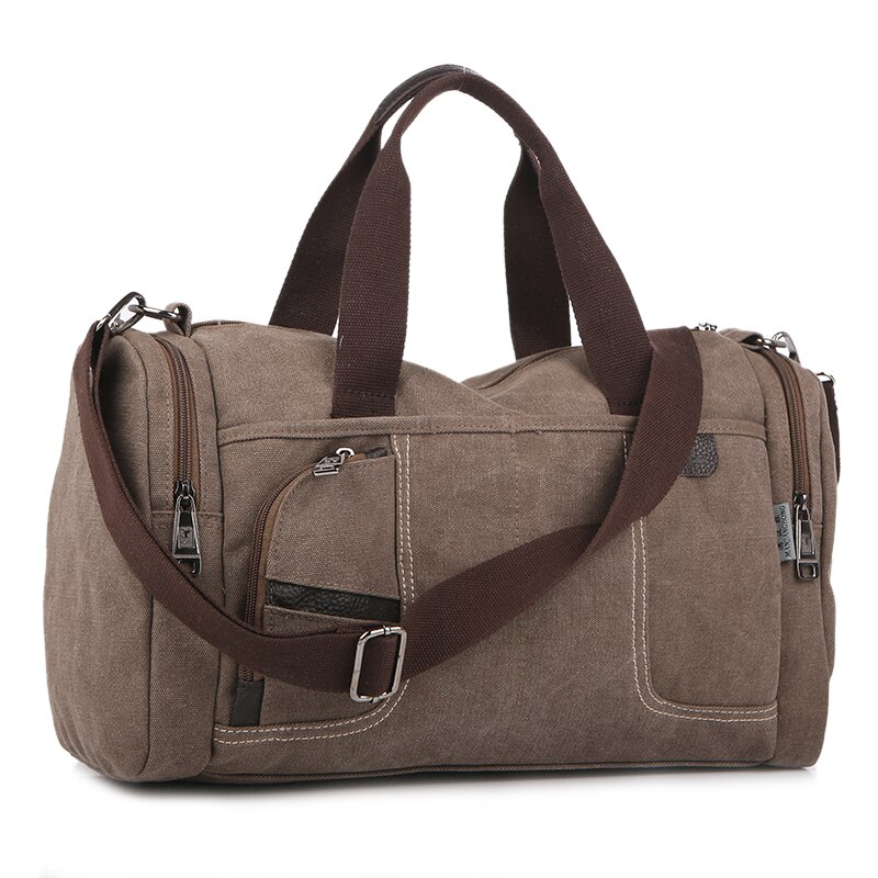 Man Grote Capaciteit Canvas Messenger Bags Duffle Tote Reizen Schoudertas Van Tote Crossbody Tassen Reizen Vrije Tijd Handtas: Bruin