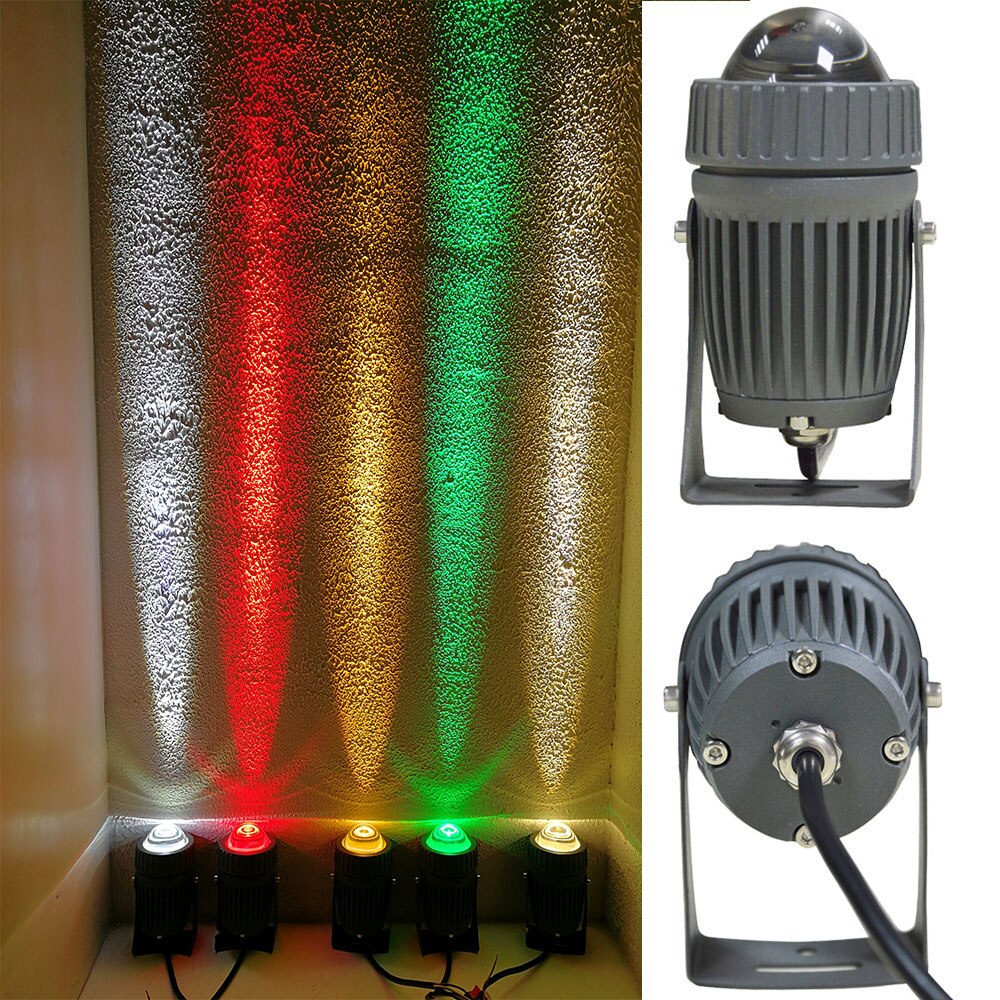 Udendørs led spotlys med 6 farver vandtæt led plænelampe spotlight smalstrålet led dekorationsbelysning vægvaskerlys