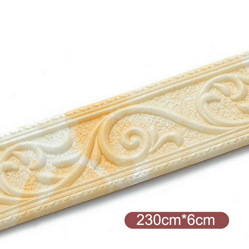 Linea di rivestimento della parete 3D battiscopa bordo autoadesivo impermeabile battiscopa carta da parati adesivo da parete per soggiorno decorazione domestica: YELLOW / 230CM