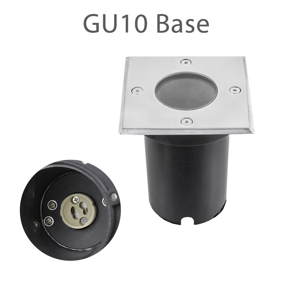Underground Light 12V 85-265V LED Buried Lights IP67 GU10 MR16 Lamp Decking Stairs Terrace Garden Path Inground Lighting Outdoor: Square GU10 Base