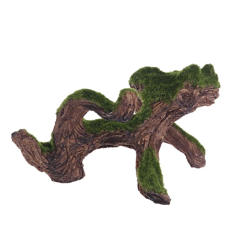 Aquarium Rockery Cave Driftwood Tree With Moss Fish Tank Ornament Decoration