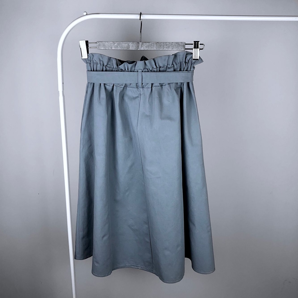 FATIKA, faldas Midi de cintura alta, bolsillos sólidos, línea de forma de A, pantalones casuales de mujer, faldas femeninas de con fajas, novedad de , para mujer