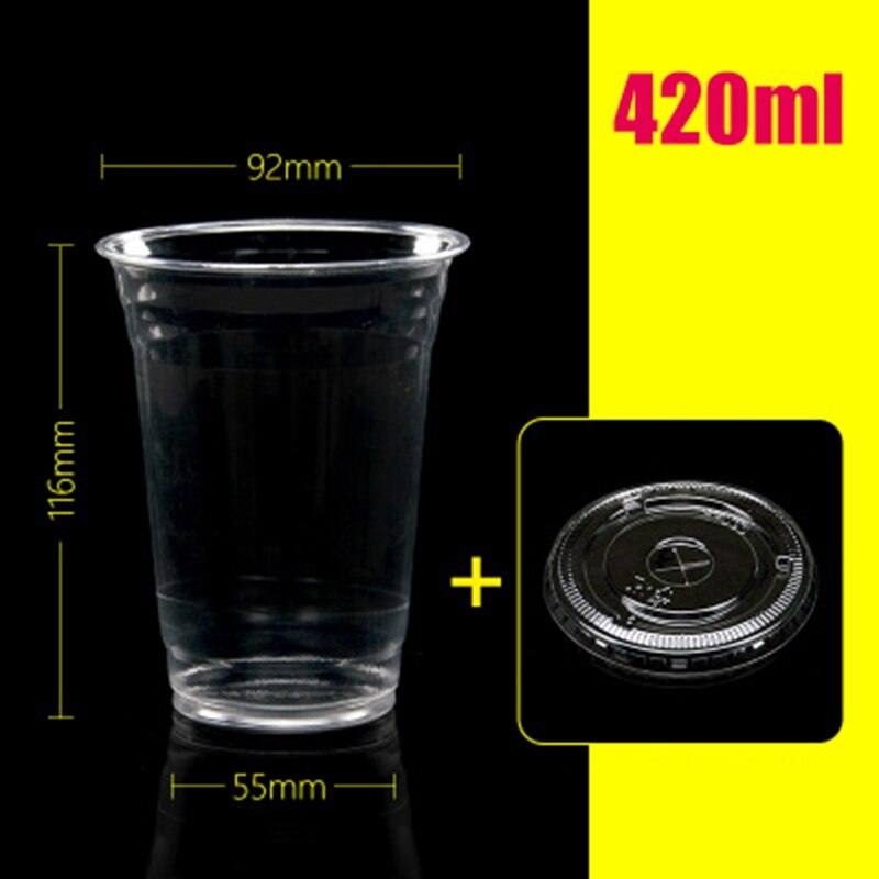 Copa de plástico transparente con cubierta de ranura de paja, taza de plástico desechable transparente de cristal PET con tapa, 16 Oz