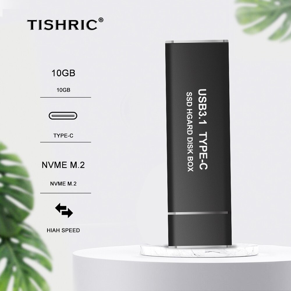 TISHRIC NVME/NGFF vers type-c M2 SSD Cas 10 GO NVME Cas Boitier Disque Dur Adaptateur type-c M2 HDD Boîtier Disque Dur