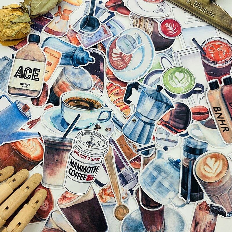 57 teile/satz kaffee serie aufkleber DIY scrapbooking Tagebuch Basis Collage glücklich planer dekoration aufkleber: A 57Stck 1Tasche