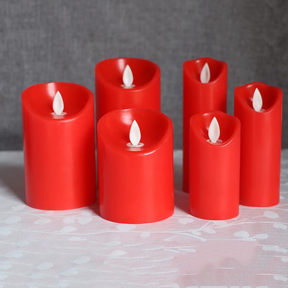 Traditional Red Candles Made by Paraffin Wax, FlameLess Led Candle for Wedding Birthday Party Christmas Home Decor, Night Lights