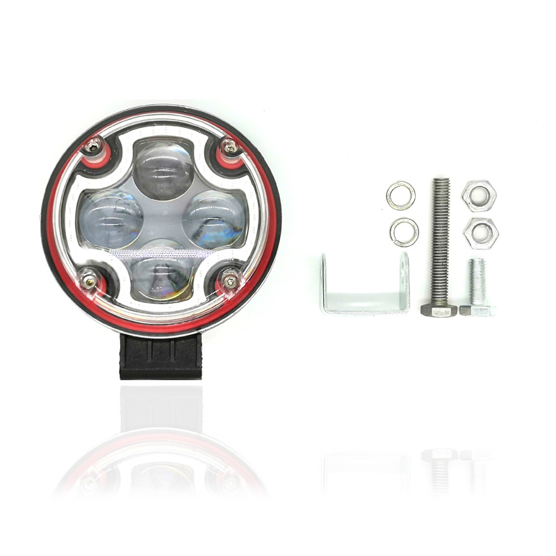 Luz de trabajo Led redonda de 12W para coche, luz de trabajo Led de conducción de 3 "con DRL intermitente rojo y amarillo, 1 Uds.