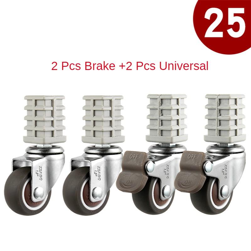 4 Stück/Los 1,5 Zoll 19/Möbel Vierkant rohr Rad Universal- Regal Edelstahl Leise Bremse Zauberer: Lila