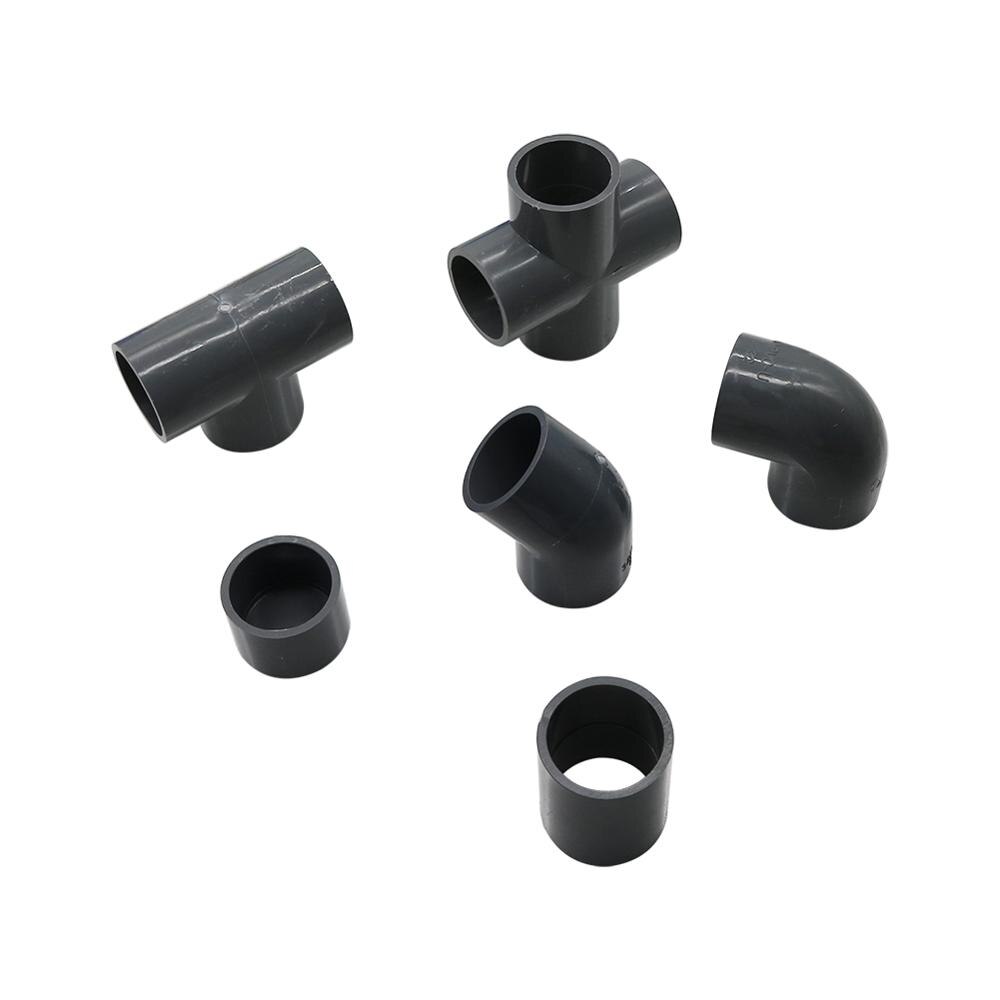 ID 25mm PVC Pipe Connectors Straight Elbow Solid Equal Tee Four-way Connectors End Caps Plastic Joint Irrigation Adapter 1 Pc