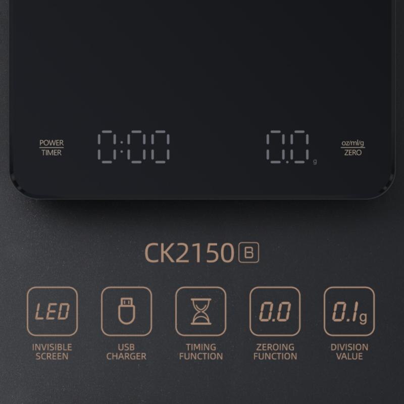 Kitchen Scale Precision Electronic Scale with Timer LED Digital Scale Smart Coffee Scale Household Food Scale with Pad 3KG/0.1g