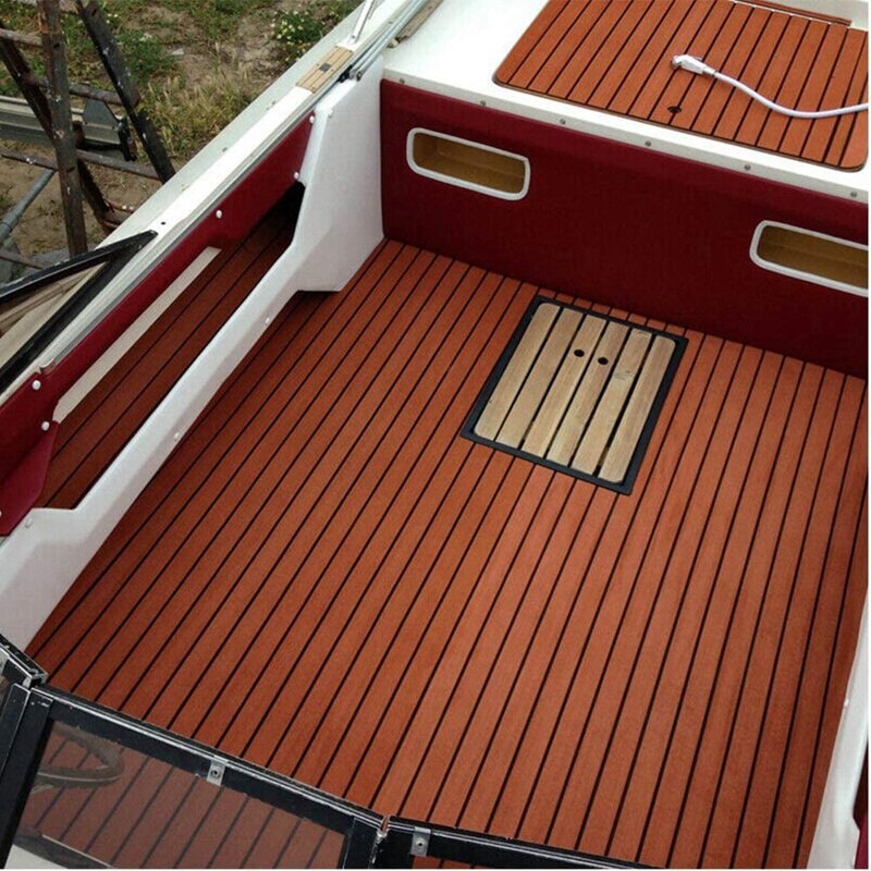 Foglio di rivestimento in teak EVA per barca yacht marino RV pavimento tappeto antiscivolo e autoadesivo bordo smussato tappeti pad
