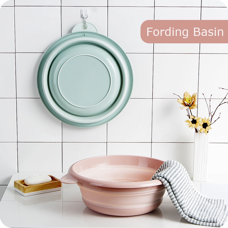 portable folding washbasin household plastic laundry tub travel thickened large wash basin plastic basin
