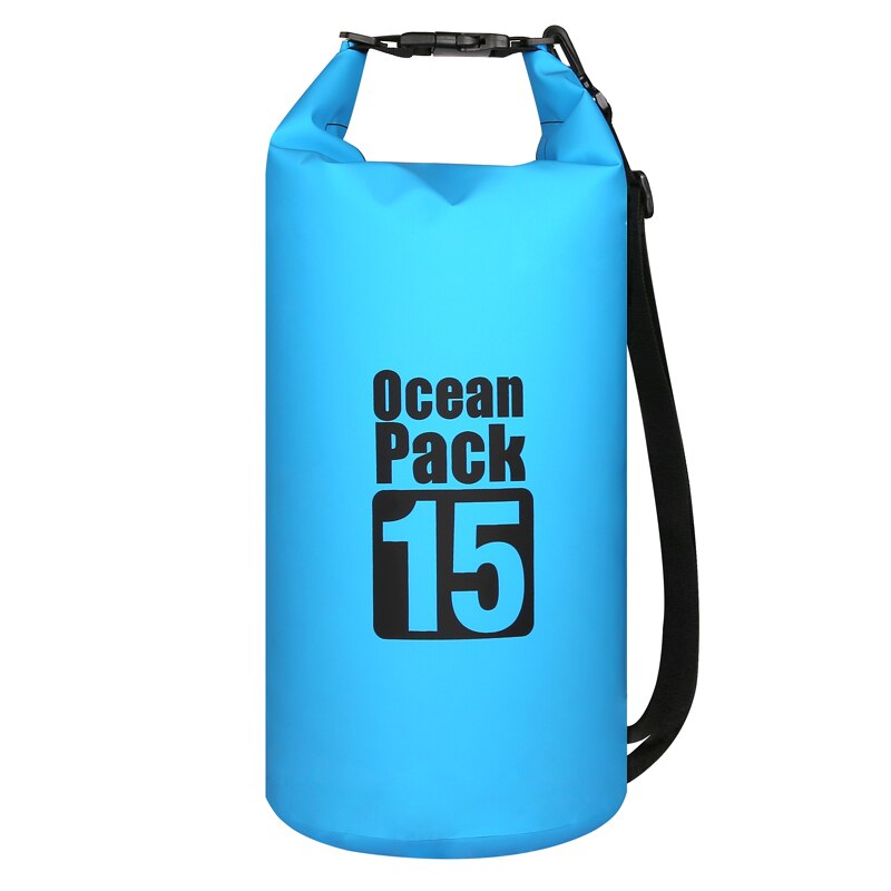 15L bolsa seca impermeable bolsa paquete rollo de compresión superior para nadar al aire libre kayak Canoeing río Trekking bote: 15L Sky Blue
