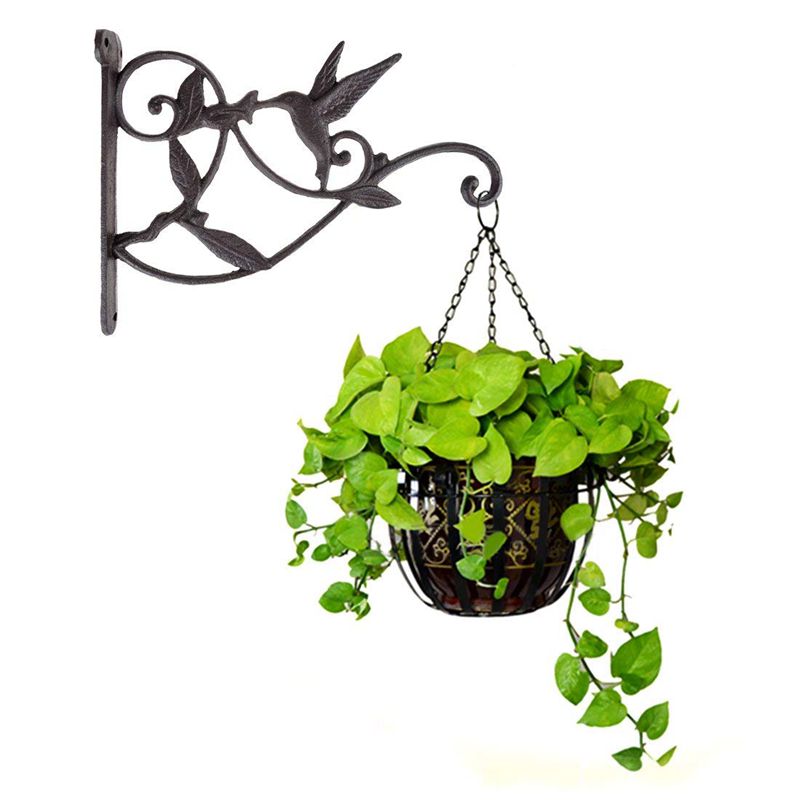 Crochet de plante suspendu colibri en fonte panier de fleurs décoratif crochets de suspension murale support cintre pour plantes d'intérieur en plein air