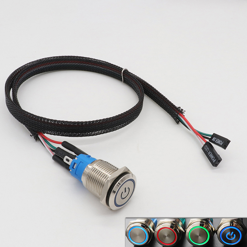 Cable de interruptor de botón de Metal para PC, interruptor de botón SW de alimentación de inicio de Host, botón SW de reinicio de computadora con Cable de reinicio automático/autobloqueo