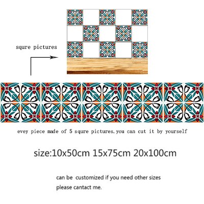 Marokkaanse Stijl Kleurrijke Patroon Hard Tegel Vloer Muursticker Home Decor Keuken Badkamer Wc Decoratie Art Mural: 3 / 20x100cm