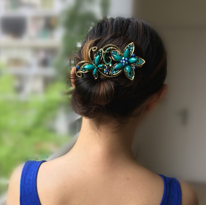 Metallo Strass clip di Capelli Vintage ▾ Placcatura in Bronzo di Capelli Della Farfalla Artiglio retrò Fiore Hairgrip Monili Dei Capelli Delle Donne