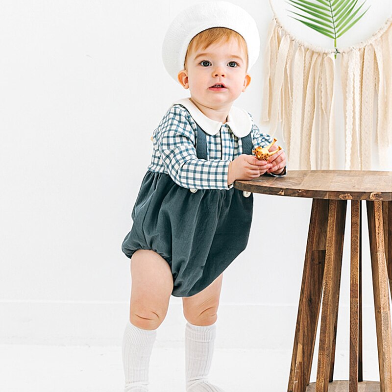 Mameluco de bebé recién nacido, ropa de bebé a cuadros Genteman, 1er de cumpleaños para niños, mameluco, traje de niño, Mono para niños, ropa de Bautismo