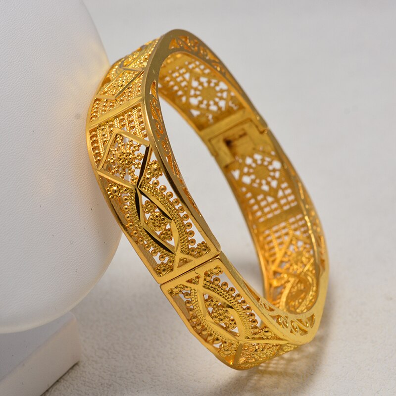 Dubai Goud Kleur Mannen Vrouwen Armband Vacuüm Gouden Kleur & Koper Brede Bangle voor Vrouwen Hand Chain Sieraden Ethiopische/ arabNigeria: 1