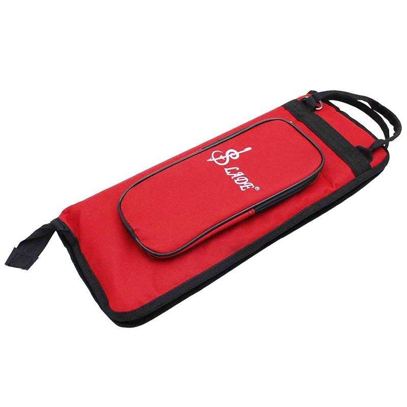 Drumstick Bag Case Drum Stick Holder Percussion Drum Mallet Bag with External Pocket and Floor Tom Hooks, Red