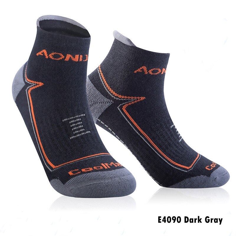 AONIJIE Männer Sport Socken 1 Paar Schnell Trocknend Atmungsaktive Lauf Radfahren Ausbildung Kissen Viertel Kompression Socken: E4090 Dark Gray / M