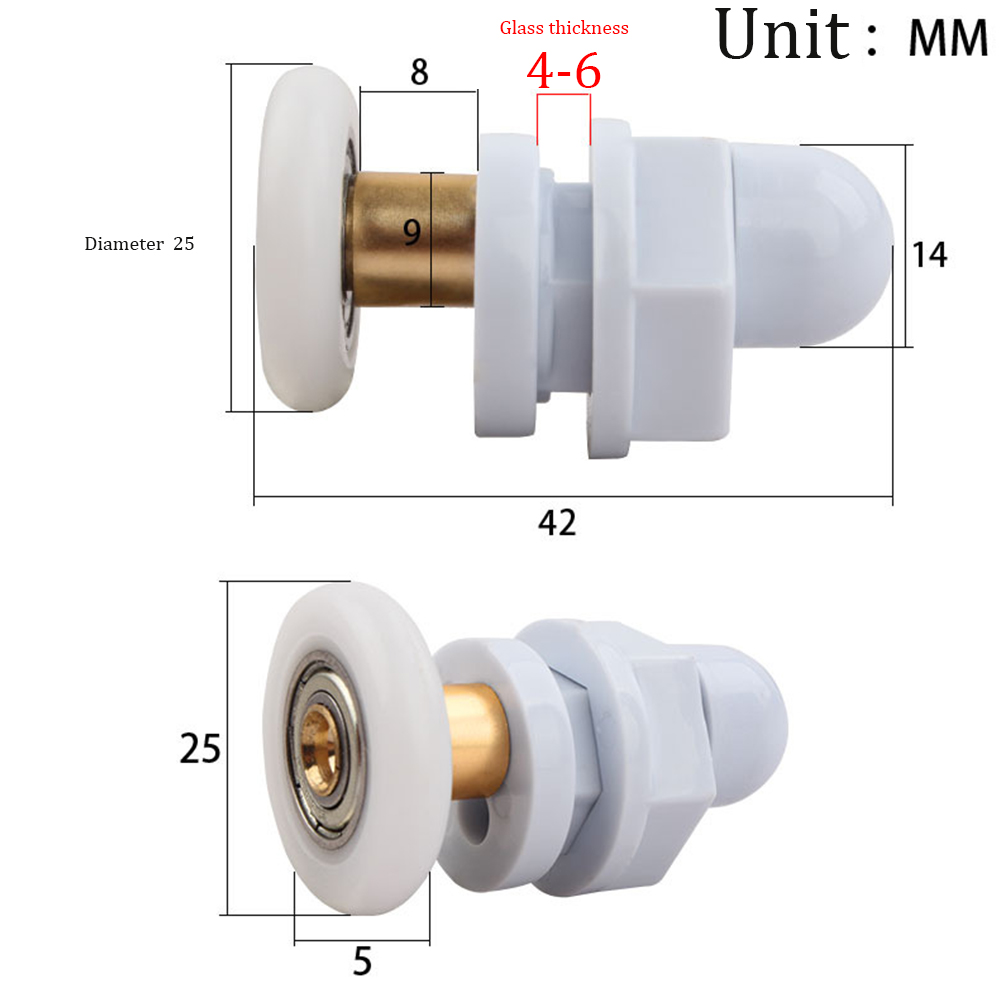4pcs19mm/23mm/25mm/27mm/29mm Door Roller Shower Rooms Cabins Pulley / Shower Room Roller /Runners/Wheels/Pulleys Diameter: GRAY