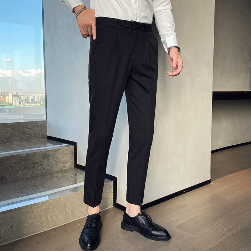 Mannen Jurk Broek Formele Zakelijke Broek Voor Mannen Effen Kleur Kantoor Sociale Casual Slim Fit Broek Streetwear Pantalones Hombre