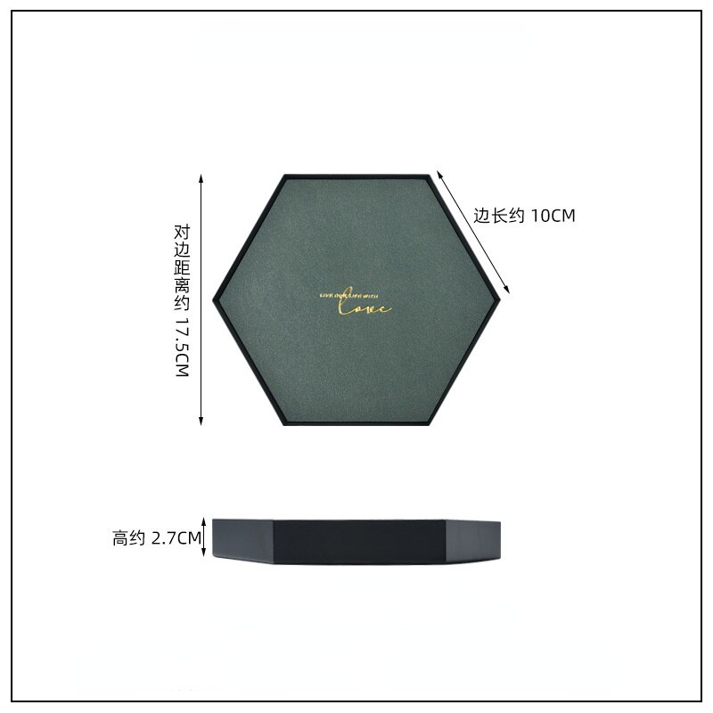 Morandi – plateau de rangement en métal et fer, bloc de cuir de couleur géométrique, conteneur de finition de stockage de produits cosmétiques divers nordiques: Hexagon S
