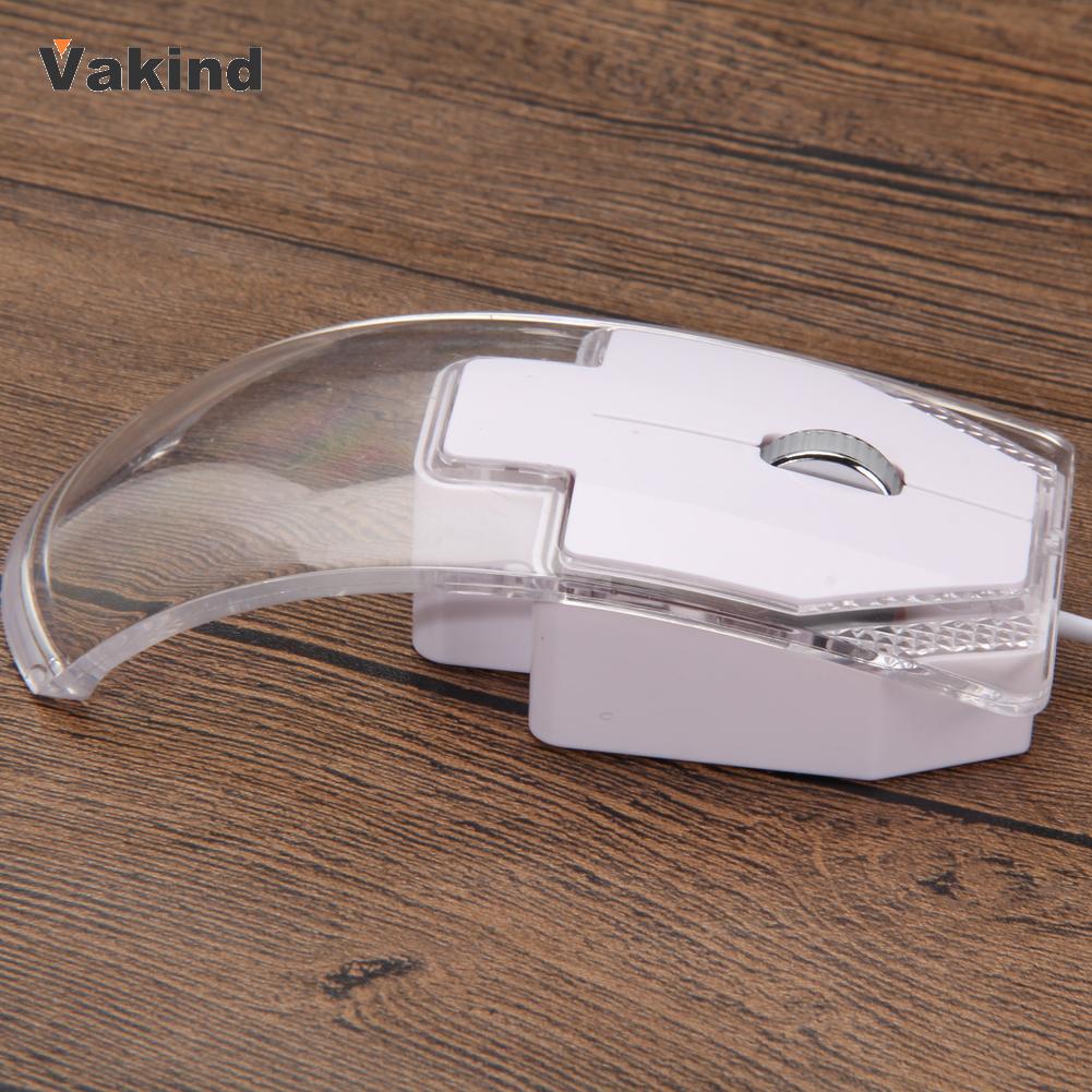 Clear Computer Mouse 1000DPI Optical LED Blue Light Transparent Wired USB Mouse Mice for PC Laptop Desktop