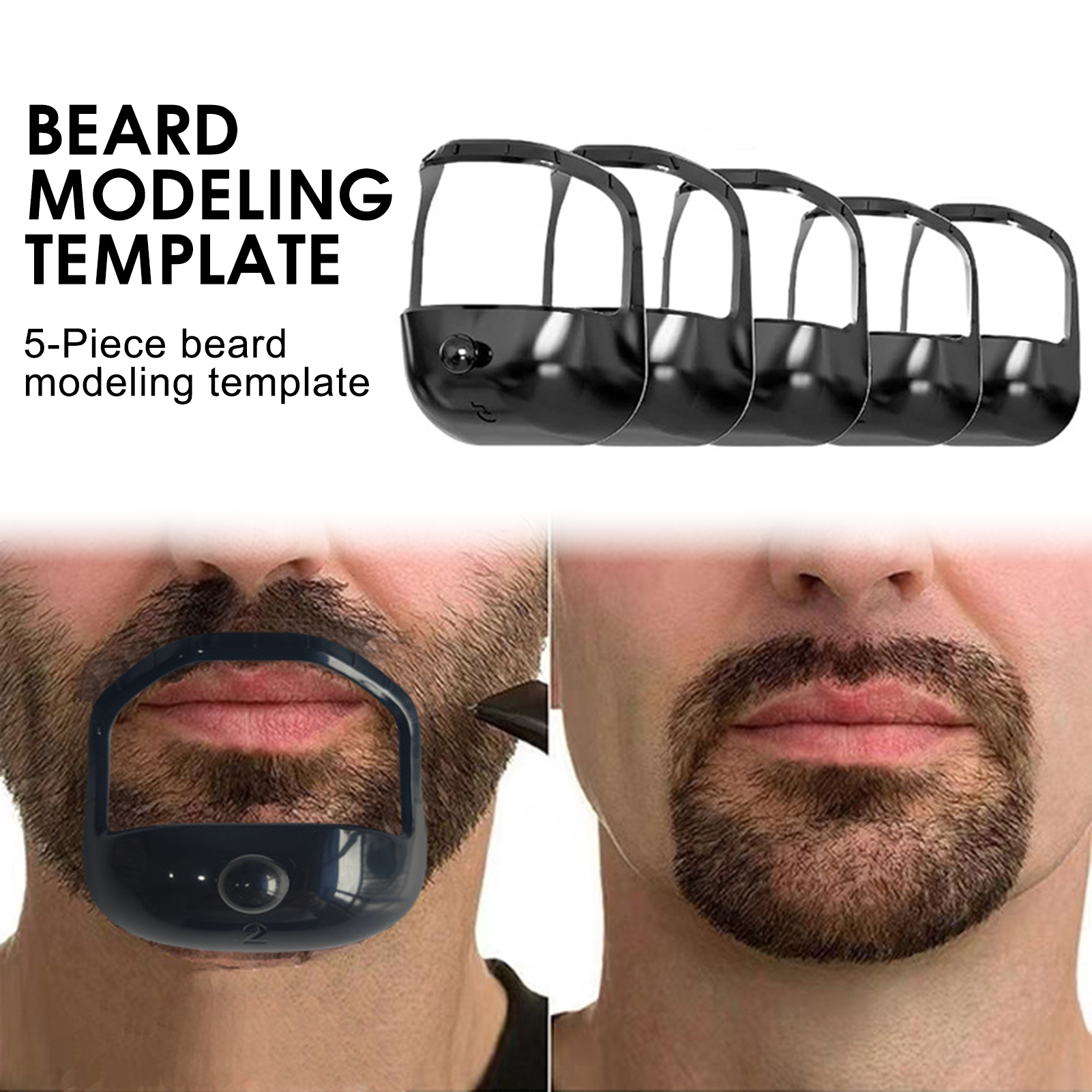 Plantilla de guía de afeitado de barba, 5 uds., recorte de barba, moldeador de estilo, recortador de pelo preciso, peine, herramientas de afeitado