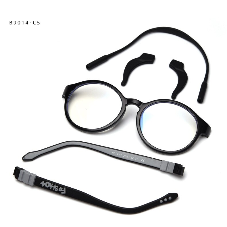 Optiske briller ultralette runde bøjelige børnebriller ramme silikone sikker fleksible anti-blå lys briller: 1