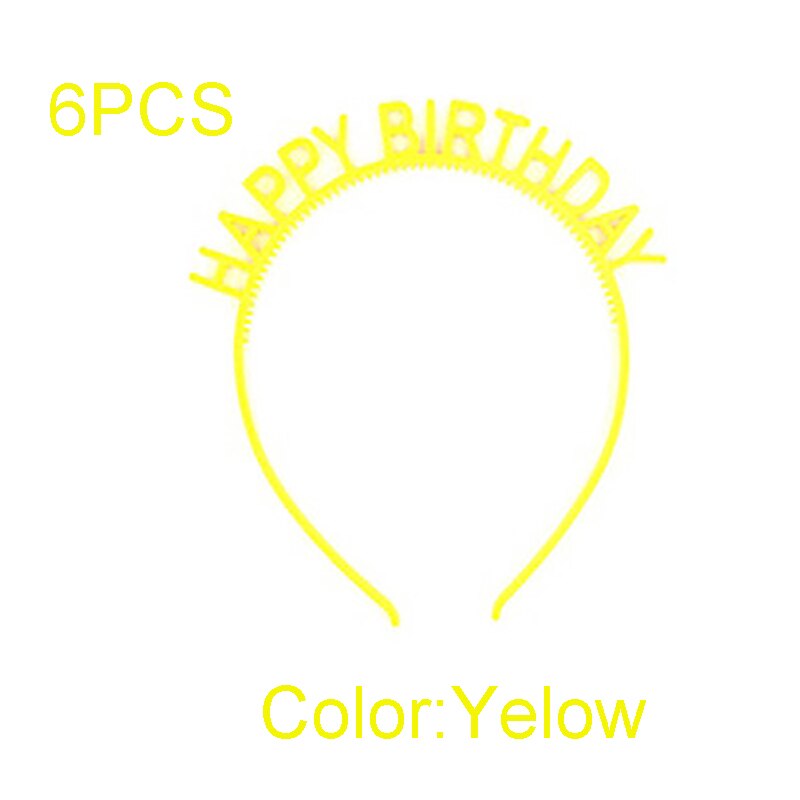 Diadema de feliz cumpleaños para niña, sombrero colorido para de cumpleaños, Macaron, 6 unids/paquete: 6PCS Yellow