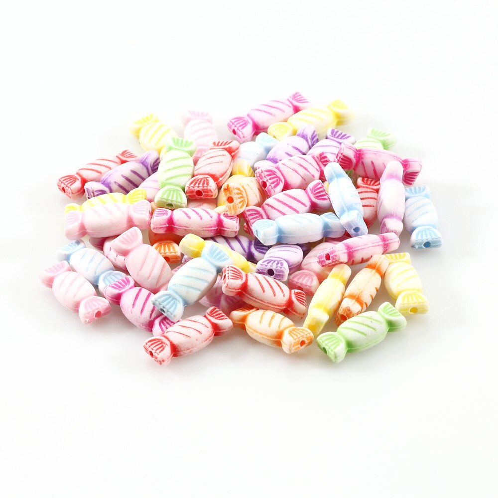 Mehrfarbige, niedliche acrylperlen in cartoon-form, lose zwischenperlen für die schmuckherstellung (diy-ketten, ohrringe, halsketten, armbänder): 16 x 7mm 50 stück