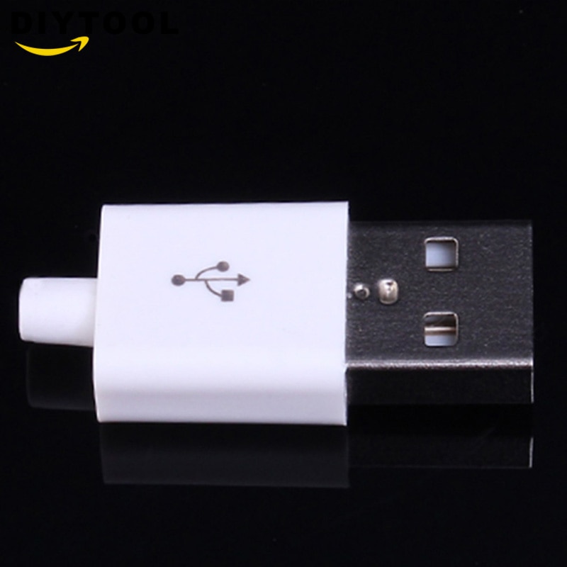 10 STUKS Mannelijke USB Connector Kit 5 P 5pin USB 2.0 Plug Type EEN DIY Componenten Wit Plastic Cover
