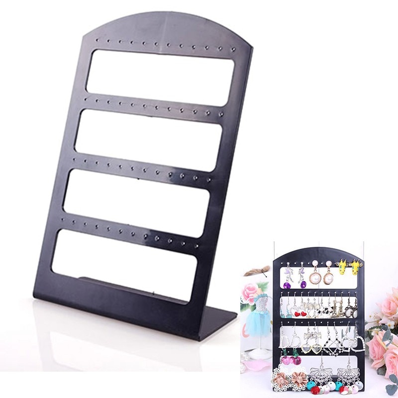 48 Gaten Sieraden Organizer Stand Zwart Plastic Oorbel Houder Pesentoir Oorbellen Display Rack Etagere