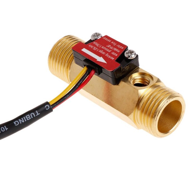 G1/2 Water Flow Sensor Hall Flowmeter with Temperature Detection Metal Copper Shell Flowmeter Turbine Meter Sensor