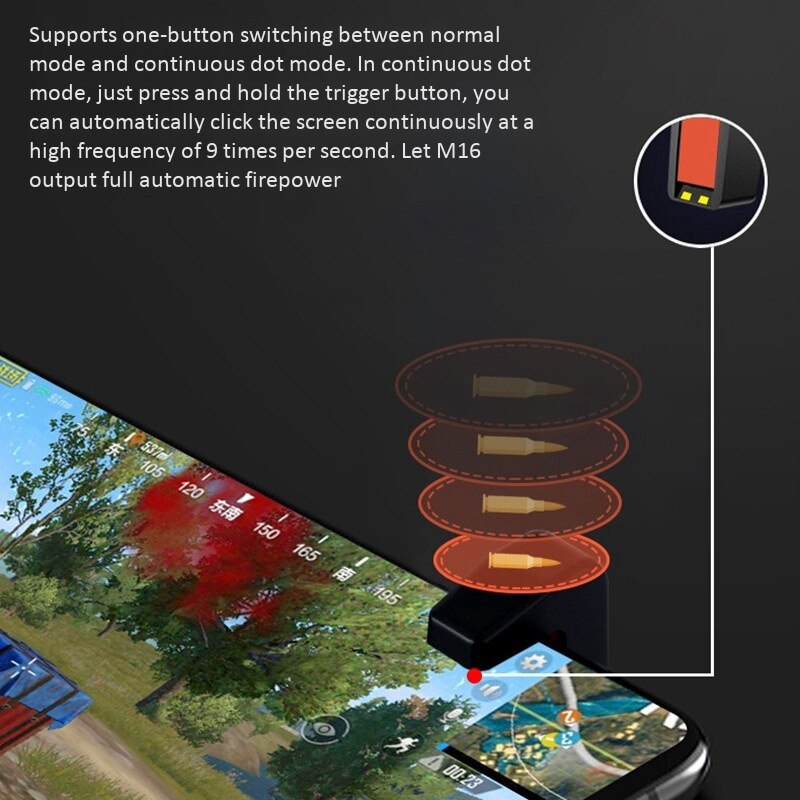 Bie Brodd mobil gamepad spillhåndtak spillbrakett avtrekker håndholdt kontroller til android / ios 8 klikk per sekund