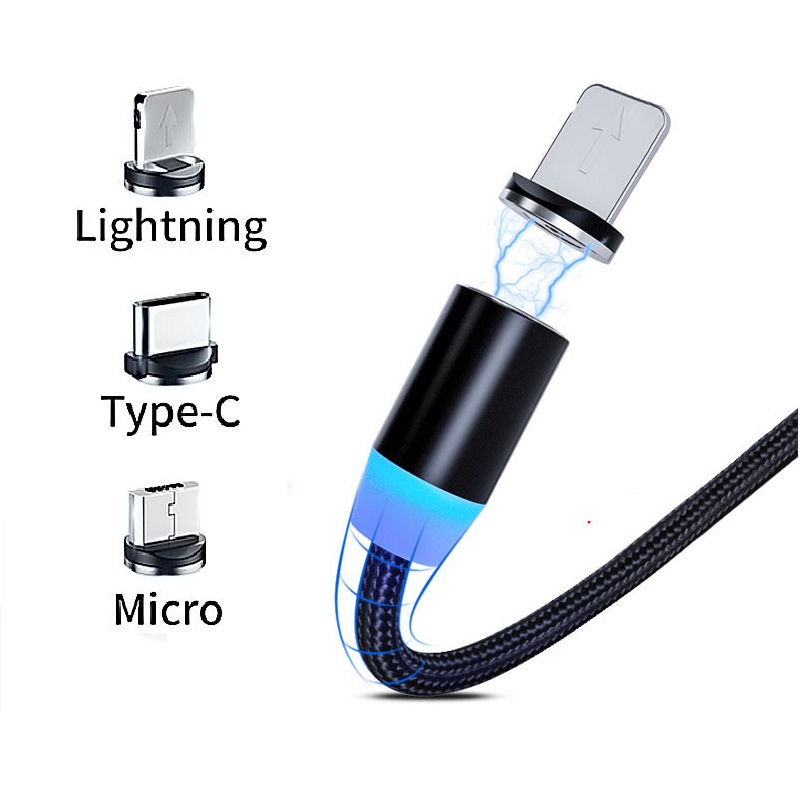 Cabo magnético micro USB tipo C, tomada de 8 pinos de carregamento rápido