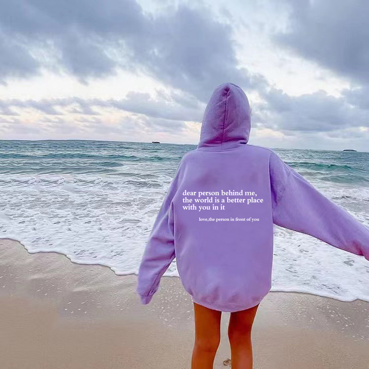 Querida persona detrás de mí Sudadera con capucha Suéter de salud mental Suéter con mensaje positivo: XL / Lavanda