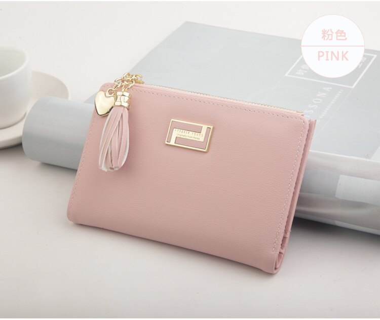 Dames kleine portemonnee dames korte stevige portemonnee clutch tas: Roze