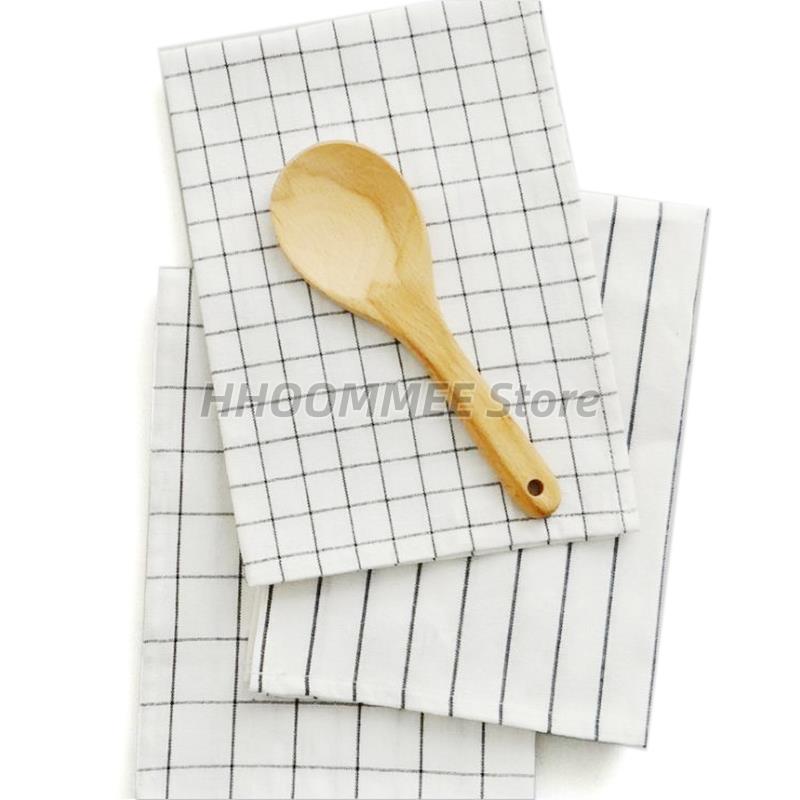 1X Katoenen Servet Keuken Handdoek Theedoek Schoonmaakdoekje Theedoek Gedrukt Duurzaam, 40X60Cm Puur Katoen Streep Plai