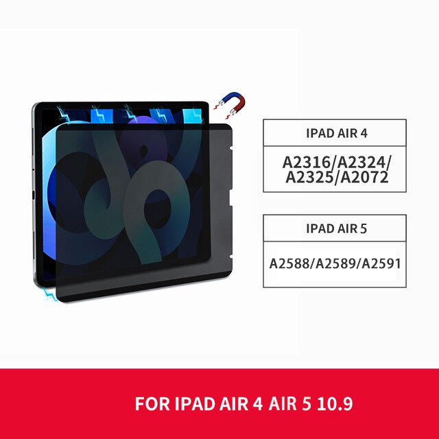 Pellicola salvaschermo magnetica per iPad mini 6 iPad pro 12 9 11 aria 4 10.2 7th 8th anti-spiare anti-sbirciare pellicola rimovibile: Air 4 10.9 2020